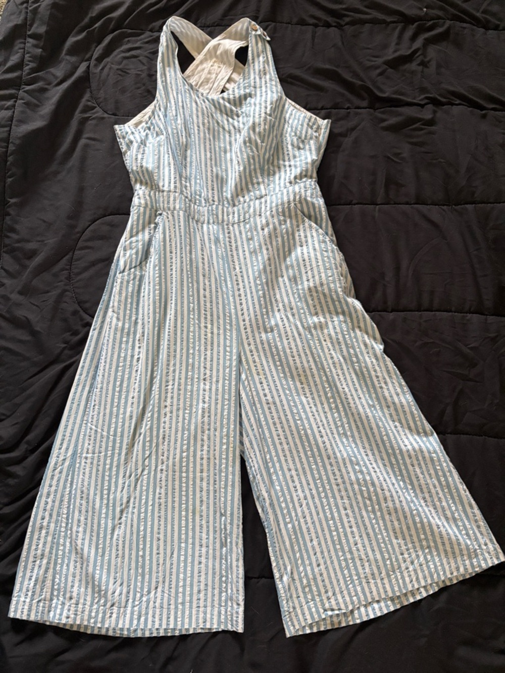 OshKosh B'gosh Light Blue & White Striped Wide-Leg Jumpsuit